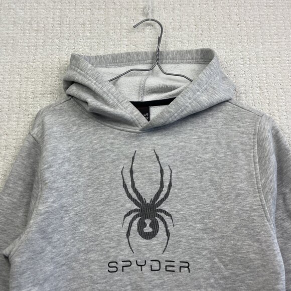 SPYDER Boy's Gray / Black Hoodie Size L 10-12 Ski Winter Mountain Sports - Picture 2 of 12